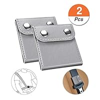 Seat Belt Adjuster Positioner Clips - DYKEISS Comfort Universal Auto Shoulder Neck Strap Safety Positioner, PU Leather Vehicle Car Seatbelt Locking Covers for Kids Adults, 2 Pack (Gray)