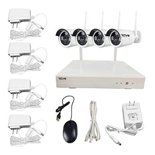 REVO America Wireless 8Ch. Security System 1TB HDD FullHD WiFi NVR, 4 x 1080p Indoor/Outdoor