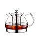 Toyo Hofu Heat Resistant High Borosilicate Clear Glass Teapot with Stainless Steel Infuser and Lid, Tea Kettle Stovetop, 27 Oz /800 ml