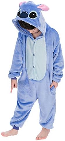 Sweetdress Unisex-Children Pajamas Sleeping Wear Animal Onesies Cosplay Costume (105, Blue Stitch)