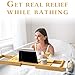 Royal Bathtub Tray Set - Expandable Non-Slip Bamboo Wooden Caddy Bath Holder for Drinks Book Tablet & Phone - Bathroom Hot Tub Accessories Extra Towel and Sponge Perfect Shower Gift (Light Brown)
