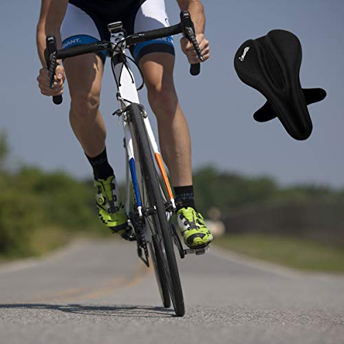 WINNINGO Gel Bike Seat Cover - Soft Gel Bicycle Saddle Cushion for Narrow Seat Mountain Saddle with Magic Sticker Strapped, Elastic Fabrics - Thumbnail 5
