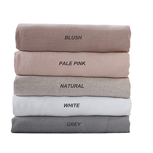 meadow park Stone Washed French Linen Duvet Cover Set 3 Pieces - Super Soft, King Size - 104 inches x 94 inches -Shams 20 inches x 36 inches, Basic Style, Blush Color