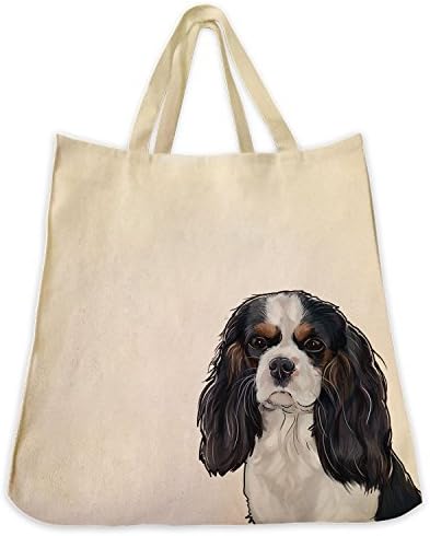 Cavalier King Charles Spaniel (Tri-Color) Dog Tote Bags - Over 200 Different Breed and Animal Designs to Choose From - Extra Large 100% Cotton Handbags - Painted by Hand and Printed in the U.S.A.