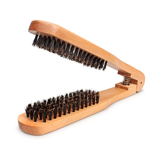 Amariver DIY Salon Hairdressing Hair Straightener Wooden Anti-static Dual-Brush Comb (Best Blond Blow Job)