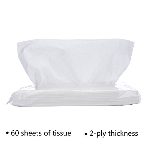 Mr.Ho Soft White Facial Tissue for Mr.Ho Car Tissue Holder,Pack of 8, 60 Ct Each, 2-Ply Thickness