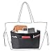 13 Pockets Purse Organizer Tote Insert Liner Bag with Anti-theft Keychain(M,Black)