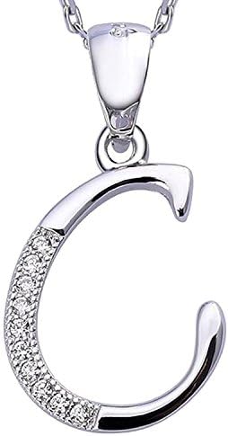 REAOK Letter Necklace 925 Sterling Silver Cubic Zircon Necklaces Alphabet Initial Pendant Necklace Personalised Gifts for Women Ladies Girls 17.5 Inch