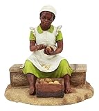 Ebros Vintage Black Americana History African American Girl Peeling Potato Statue 5.25