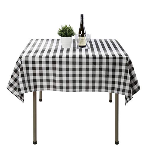 Waysle 52x52 Inch Square Polyester Tablecloth Black and White Checker