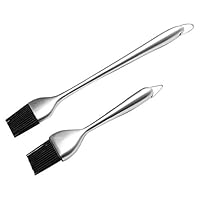 Yhmall Basting Brush and Pastry Brush-Set Of 2 Silicone Brush with Stainless Steel Handle-12 Inch/7 Inch-Great For BBQ Meat,Grill,Cakes and Pastries