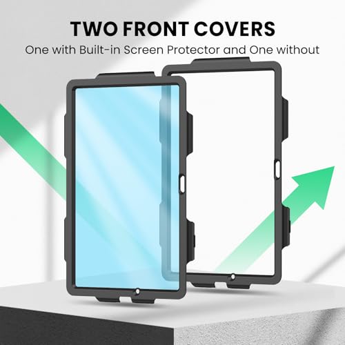 SEYMAC Cover for Samsung Galaxy Tab A11+ Plus 11 Inch 2025 (SM-X230/X235/X236), Anti-Shock and Screen Protector, 360° Swivel Stand, Hand and Shoulder Strap, Keyboard Holder, Black