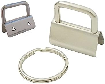 50 Sets - 1" 25mm Key Fob Hardware Keychain Split ring wrist Wristlets Cotton (Nickel Plated 50Pc)