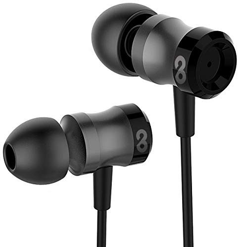 conecto CC50145N In-Ear Headphones with Micro, Noise Isolating Ear Tips (S, M, L), Aramid Reinforced Cable (1.20 m), Gold-Plated Connectors, Black