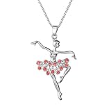 Adecco LLC Little Girl Necklace Dancer Ballet Recital Gift Ballerina Dance Necklaces Teen Girls Jewelry 16 inches (Red)
