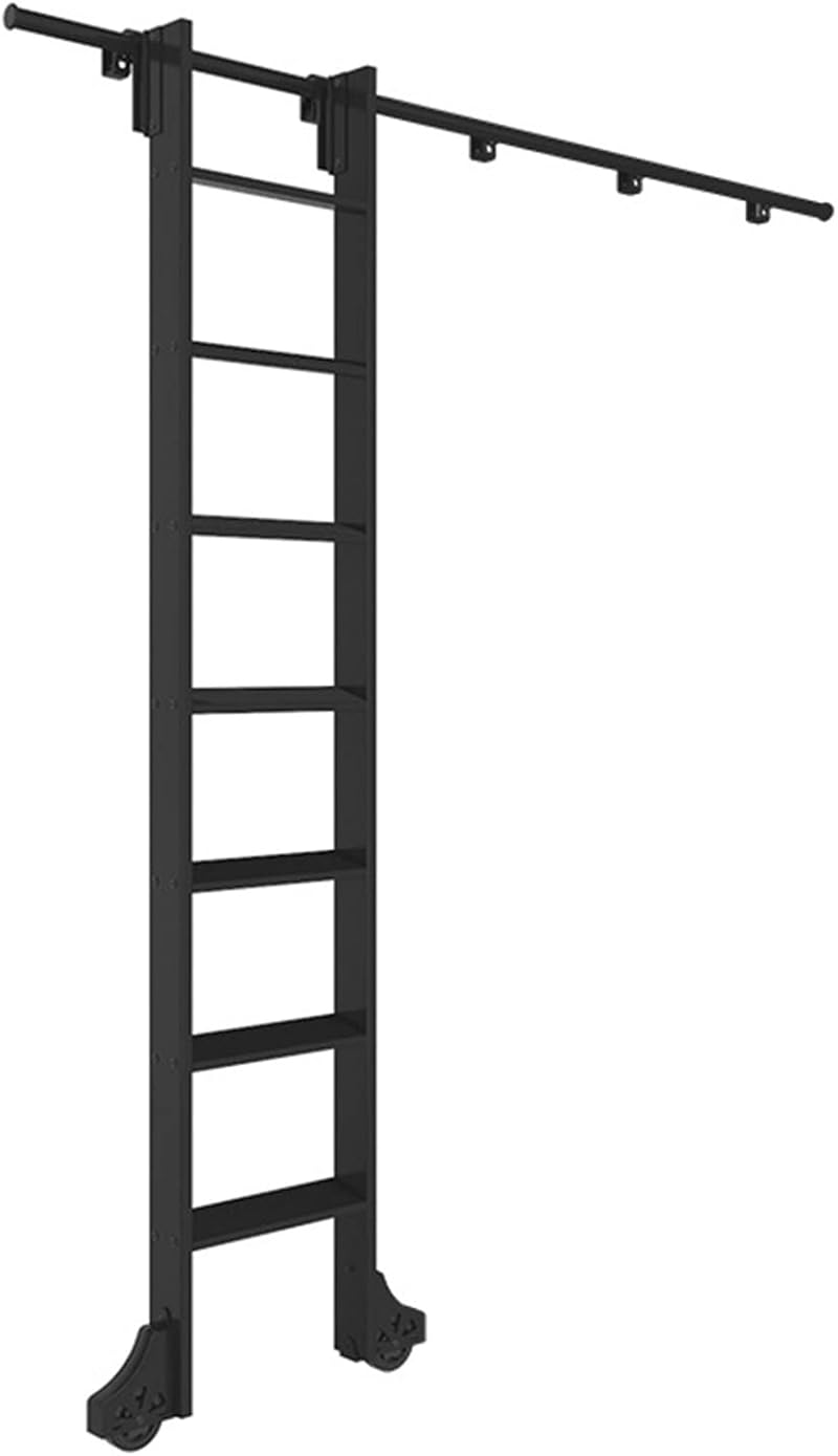 MIRODO Library Rolling Ladder Mounting Kit 100-600cm Rustic Black
