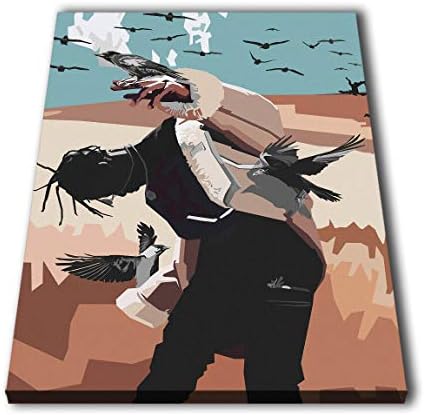 Susu Art - Travis Scott Rapper Canvas Abtract Giclee Print Painting Picture Wall WPAP Pop Art Home Decor Gifts (with Framed, Size 1: 12x18inch.)