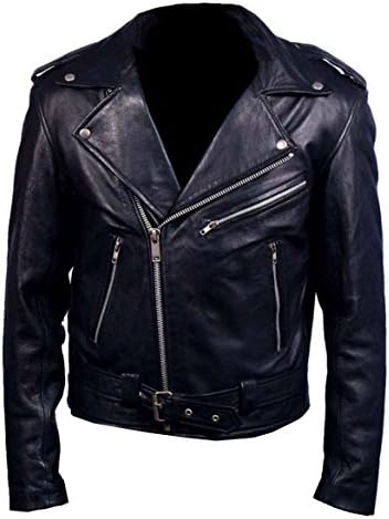 TOFFHUB Nicolas Cage Ghost Rider Faux Motorbike Leather Jacket (LARGE) Black