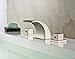 Rozin Widespread 3 Holes Waterfall Bathroom Basin Faucet Double Handles Mixer Tap Brushed Nickel