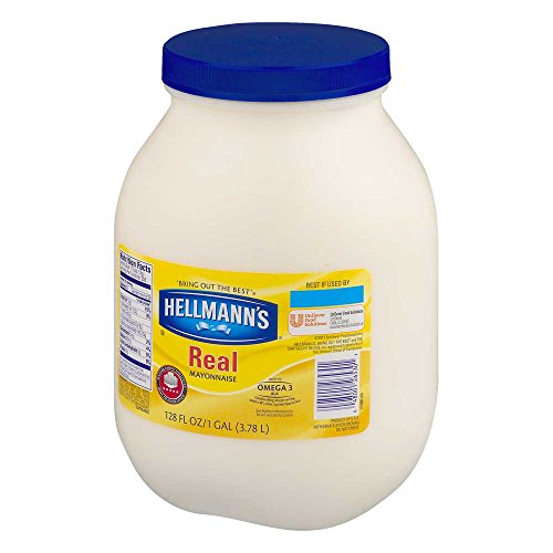 HELLMANN’S REAL MAYONNAISE JAR, CONDIMENT FOR SANDWICHES, SALADS, MAYO MADE WITH 100% CAGE FREE EGGS, GLUTEN FREE, VEGETARIAN, KOSHER, 1 GALLON, 128 OZ (PACK OF 1)