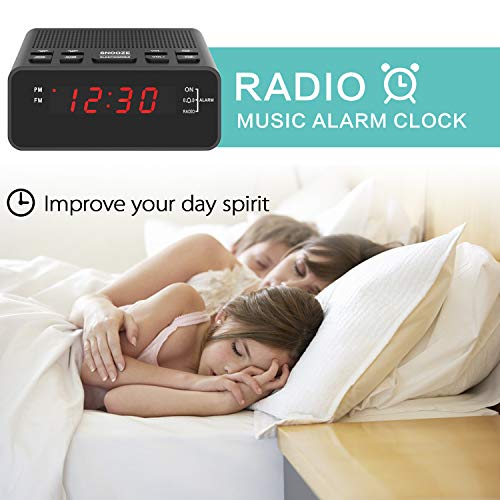 Clock Radio, Digital FM Bedside Alarm Clock Radio with USB Charger Port for Bedroom Guestroom or Livingroom