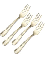 Gourmet Basics by Mikasa 5201170 Halston Gold-Plated Stainless Steel Cocktail Fork, Set of 4