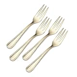 Gourmet Basics by Mikasa Halston Gold-Plated Stainless Steel Cocktail Fork (Set of 4), Silver