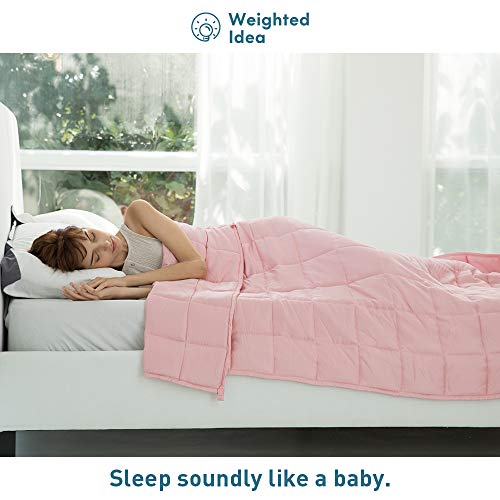 Weighted Idea Weighted Blanket Adult 15 lbs Twin Size (48''x78'', 100% Natural Cotton, Coral Pink)
