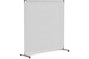 STEELAID Steel-AID 60-inch Rolling Privacy Room Divider - Freestanding Office Wall Partition with Non See-Through Blackout Screen - Sturdy & Durable Iron Frame - Rolling Wheels - Black, White, Gray & Blue