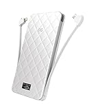 iWALK 10000 mAh Power Bank with Lightning & Micro USB Cable, Cell Phone External Battery Charger with Built in Cable, Portable Phone Charger For iPhone X 8 7 6s 6 plus Samsung Galaxy etc, White