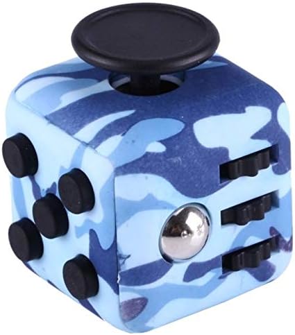 Hexa 6-Sides Fidget cube Relieves Stress Anxiety for Children & Adults Anxiety Attention Toy-Skulls (Blue-Como)
