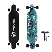 WHOME Skateboard Complete for Adults and Beginners - 41 Inch Longboard for Hybrid Freestyle Carving Cruising 8 Layer Maple Top Mounted ABEC-9 Precision Bearings Smooth PU Wheels Includes T-Tools