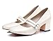 Mofri Women's Sexy Buckle Double Strap Square Toe Medium Block Heels Mary Jane Pumps Shoes