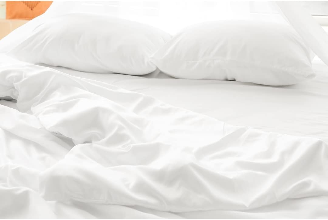 The Plum Blossom Company 100% Organic Cotton Bed Sheets GOTS Certified Fitted Sheets, Flat Sheets and Pillow Cases (Snow White, Single - Flat Sheet)