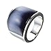 HIJONES Men's Stainless Steel Big Agate Stone Crystal Ring Silver Grey Size 10