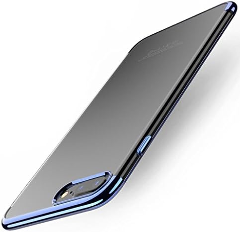 Qpika Slim Absorption Clear TPU Plating Bumper Case Cover For iPhone 8 Plus (Blue)