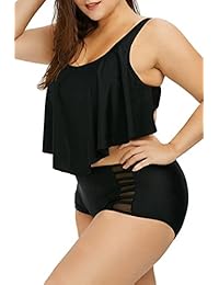 Sovoyontee dama Tallas grandes Ruffles Traje de baño de cintura alta Bikini Conjuntos Traje de baño