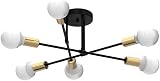 Hudi Fyier Modern Chandelier 6 Light Sputnik Ceiling Fixture Black Gold view 4