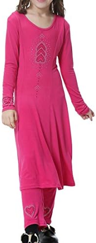 Pandapang Big Girls' Slim Islamic Arabia Gown Abaya Long Sleeve Cute Saudi Muslim Dress