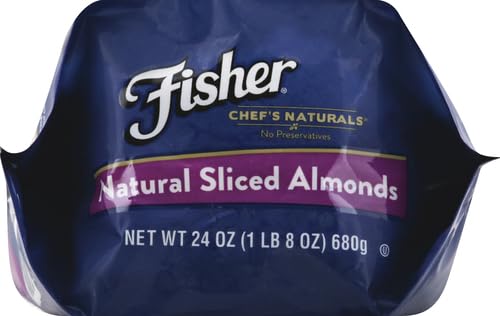 FISHER CHEF’S NATURALS UNSALTED SLICED ALMONDS 24OZ RESEALABLE BAG, RAW NUTS PERFECT FOR COOKING, BAKING & SNACKING, HEALTHY SNACKS FOR ADULTS, VEGAN PROTEIN, KETO SNACK, GLUTEN FREE