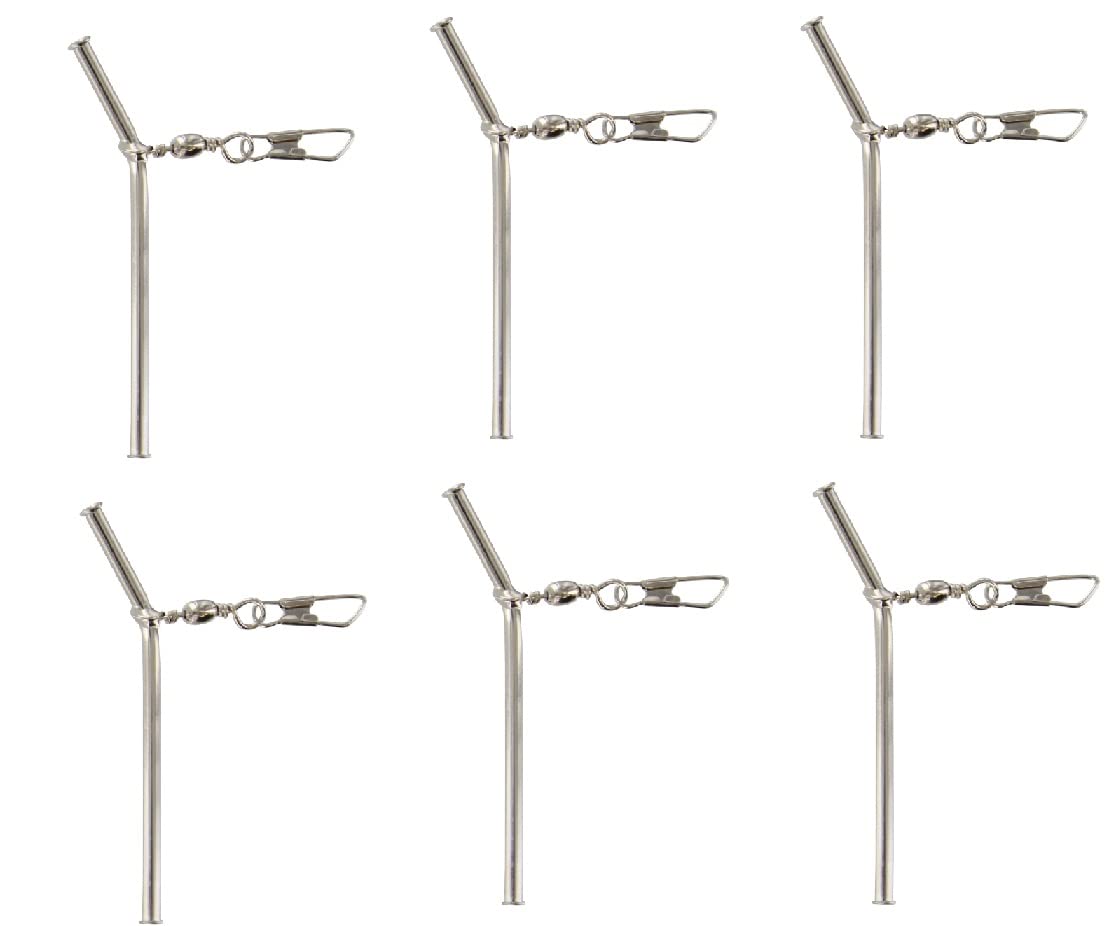 Set (6-9 pieces) Jenzi Anti Tangle Boom with Carabiner, Swivel Fishing Anti Tangle Boom Curved Stable Chrome Silver Metal 7 cm, 10 cm or 20 cm, Carp Feeder + Free Petri Sticker (20 cm)