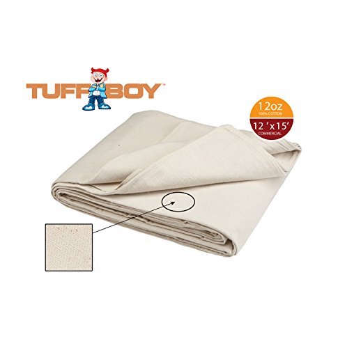 TUFFBOY 12 OZ. Commercial Grade Cotton Canvas All Purpose Drop Cloth 12 Ft. X 15 Ft.