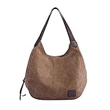 Clearance Sale! ZOMUSA Women's Casual Multi-Pocket Canvas Handbags Messenger Bag Tote Single Shoulder Shopping Bags (Coffee)