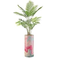 SIGNWIN Areca Palm Tree with Vintage Pink, Blue and White Faded Paint Effect Vase Abstract Shapes Minimalism Zen Relax/Calm Multicolor Ultra for Living Room, Bedroom, Office - X-Large 5 Feet (60