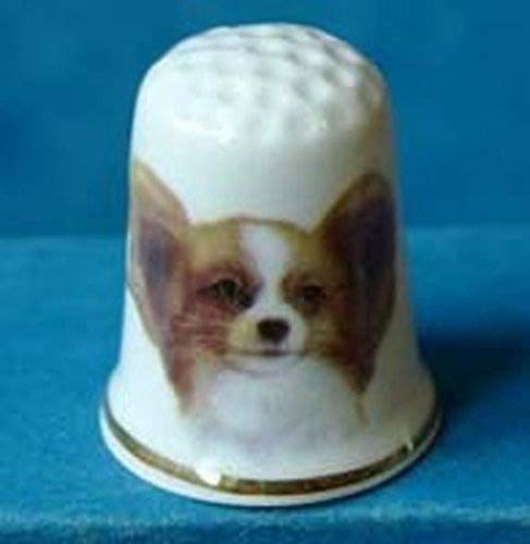 Porcelain China Collectable Thimble -- Papillon Dog