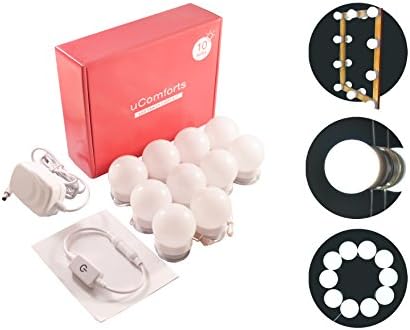 uComforts Hollywood Style LED Vanity Mirror Lights Kit for Makeup, Lighting Fixture Strip, Dimmable Bulbs, Makeup Vanity Light Set, Dressing Room Makeup Mirror Light, 10 Bulbs