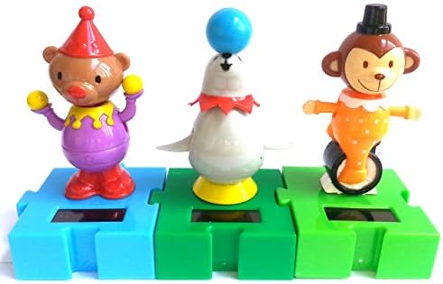 Solar Powered Circus Animals - Connectable Dancing Seal, Monkey & Bear