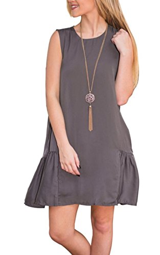 Women Sleeveless Sold Pocket A Line Loose Dress Above Knee