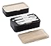 PuTwo Bento Box Leakproof 2 Tier with Cutlery Lunch Box Microwave BPA Free All-in-One - Bamboo Black