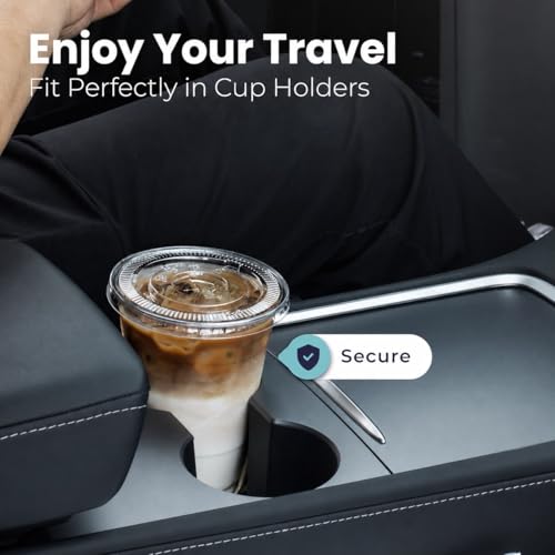 Disposable Clear Cup 100 Pack 8 oz Plastic Iced Coffee Cups with Flat Lids, Disposable Clear Cup, BPA Free Cup for Party, Smoothie, Cold Drinks, Juice, Milkshake, Tea